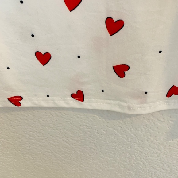 Heart Print Top Womens 3XL White Long Sleeve With Zipper Pull Valentines Love - Picture 6 of 12